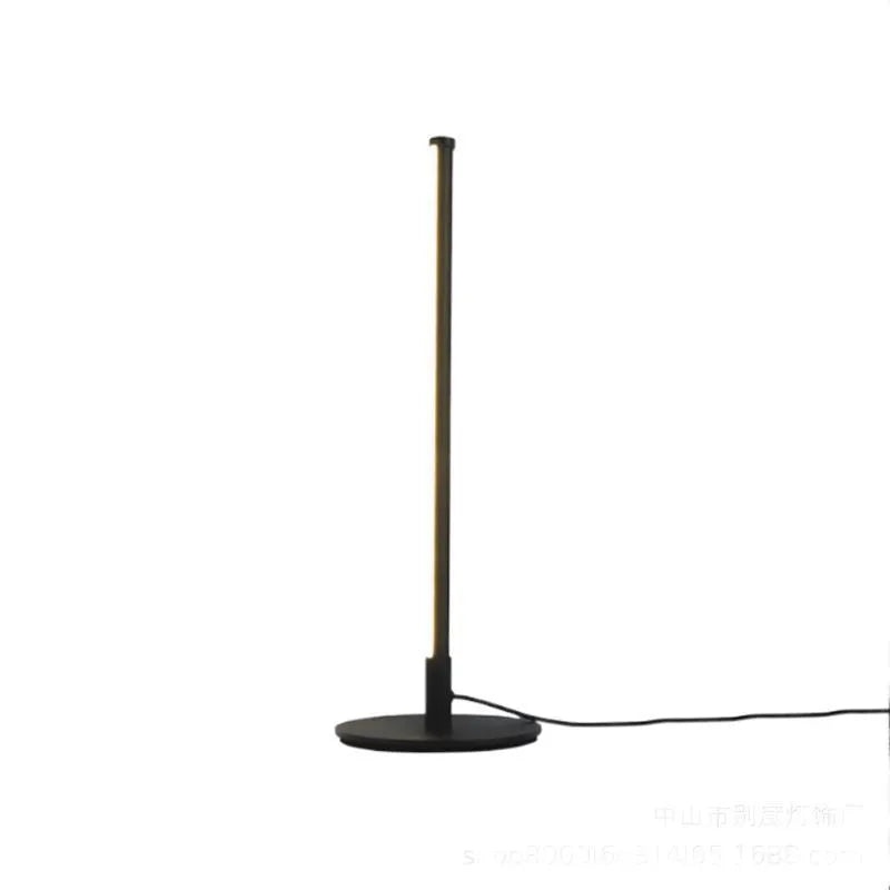 Nordic minimalist LED bedside table lamp with square base and remote control in black or gold finish