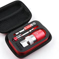 Red metric socket set with ratchet wrench and universal sockets sizes 7mm to 21mm