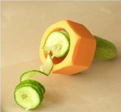 Yellow and green food-grade ABS plastic spiral vegetable cutter for slicing cucumbers