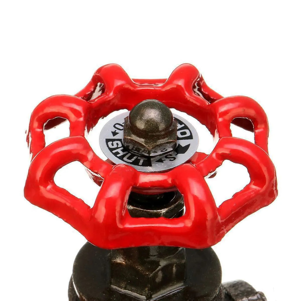 Steampunk industrial light switch valve with red 3/4 switch and gray copper tee thread connections