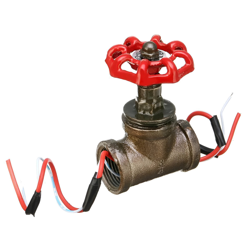 Steampunk industrial light switch valve with red 3/4 switch and gray copper tee thread connections