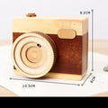 Wooden music box with rotating mechanism in pine wood, 10.5cm wide
