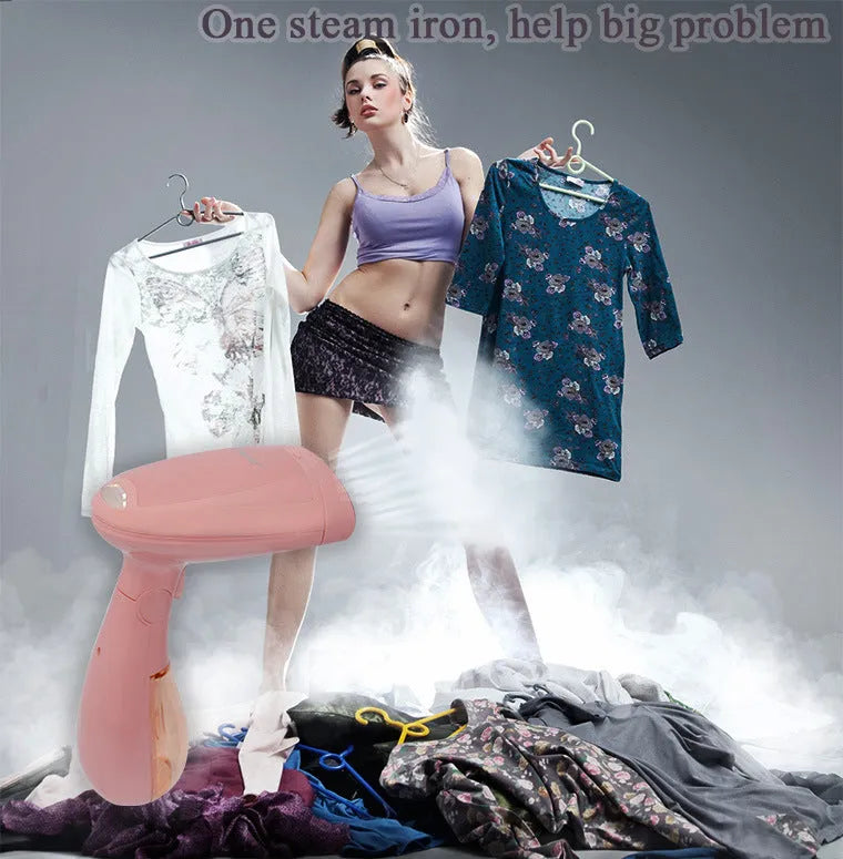 Pink Sokany steam ironing brush for clothes with EU plug.