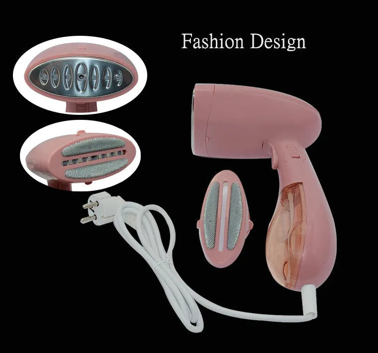 Pink Sokany steam ironing brush for clothes with EU plug.