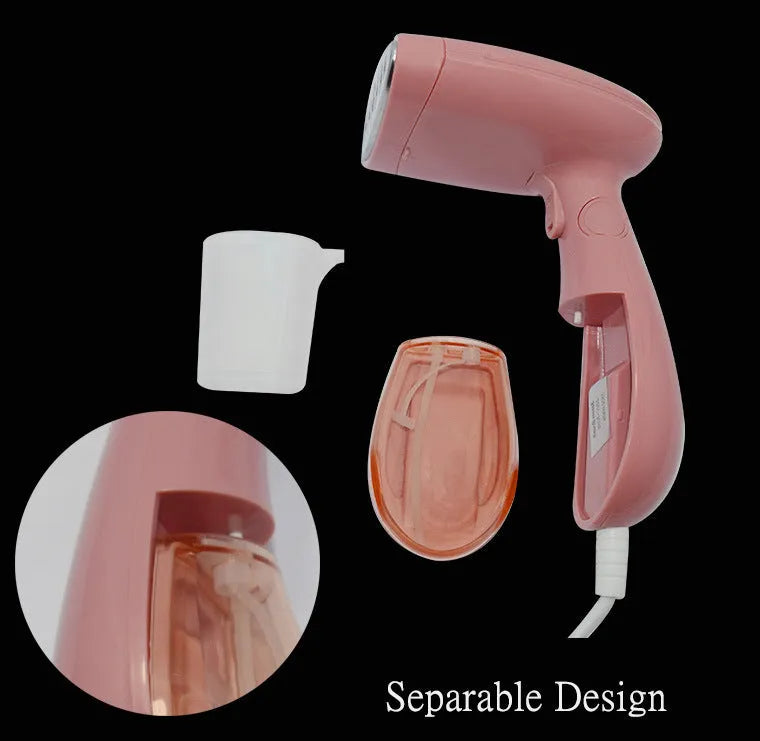 Pink Sokany steam ironing brush for clothes with EU plug.