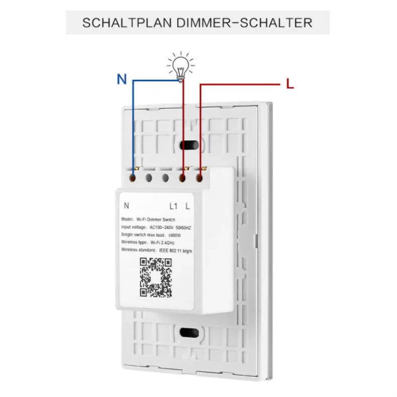 Black or white 120 type smart dimmer with tempered glass touch panel and WiFi/Alexa connectivity