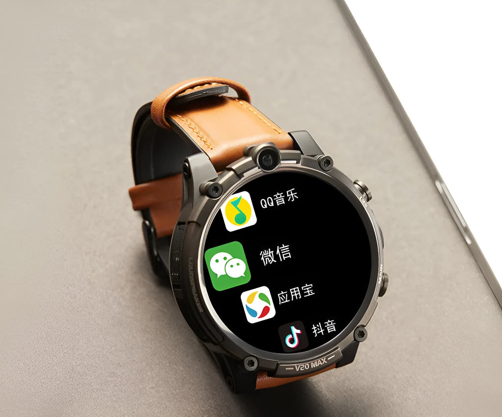 Black Smart Phone Watch with 1.6-inch screen showing interface, worn on wrist with strap