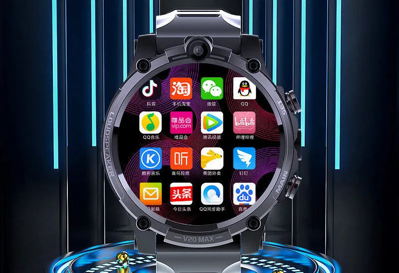 Black Smart Phone Watch with 1.6-inch screen showing interface, worn on wrist with strap