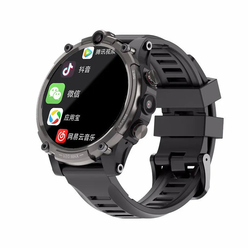 Black Smart Phone Watch with 1.6-inch screen showing interface, worn on wrist with strap