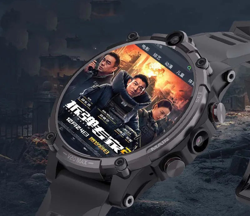 Black Smart Phone Watch with 1.6-inch screen showing interface, worn on wrist with strap