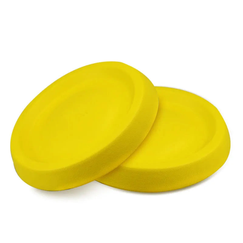Yellow plastic EVA dog throwing toy for training and bonding activities