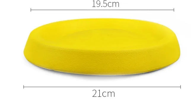 Yellow plastic EVA dog throwing toy for training and bonding activities
