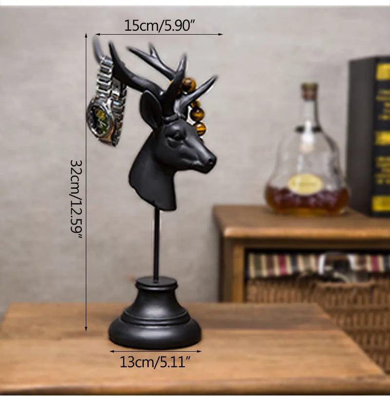 Large decorative resin animal statue ornament in black, white or wood colour, measuring 32cm tall.