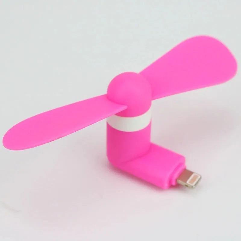 iPhone-compatible USB mini desk fan with rotary switch in multiple colours