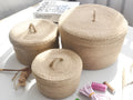 Japanese style linen fabric storage basket with dustproof cover for underwear organisation in three sizes