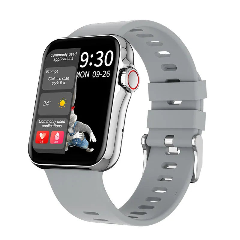 D06 color screen smart watch with liquid silicone strap showing split screen display and Bluetooth call interface