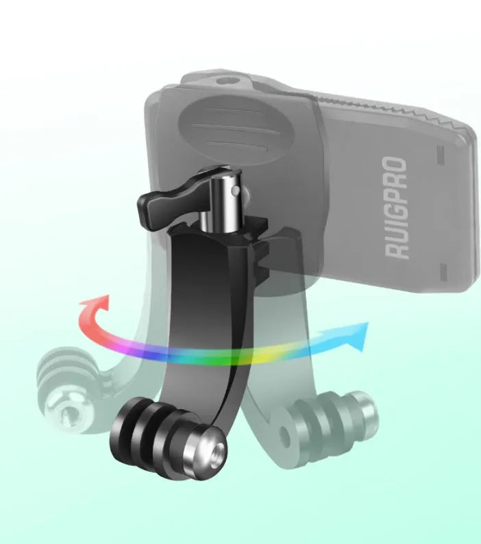GoPro backpack clip accessory with 360-degree rotating mount for action cameras