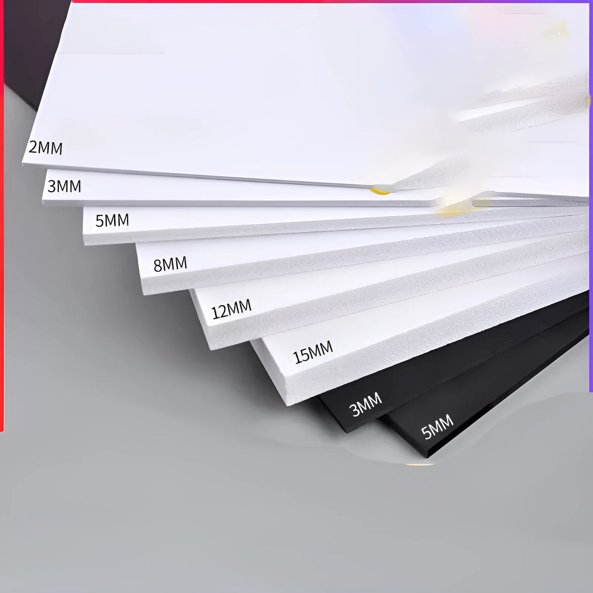 Chevron foam board in black or white, 1-18mm thick, sizes 20x30cm to 122x122cm for DIY and model making