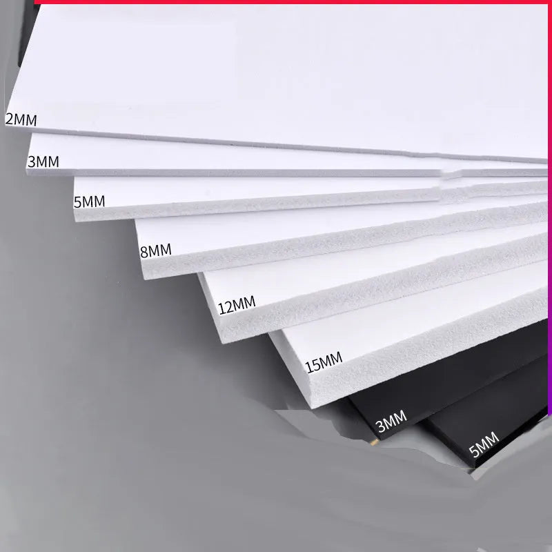 Chevron foam board in black or white, 1-18mm thick, sizes 20x30cm to 122x122cm for DIY and model making