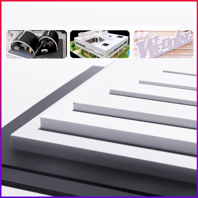 Chevron foam board in black or white, 1-18mm thick, sizes 20x30cm to 122x122cm for DIY and model making