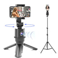 Intelligent AI tracking pan tilt camera bracket mounted on a selfie pole, holding a smartphone.