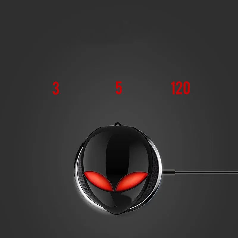 Creative Outer T8 Starman alien design true wireless Bluetooth earbuds with LED lights in charging case.