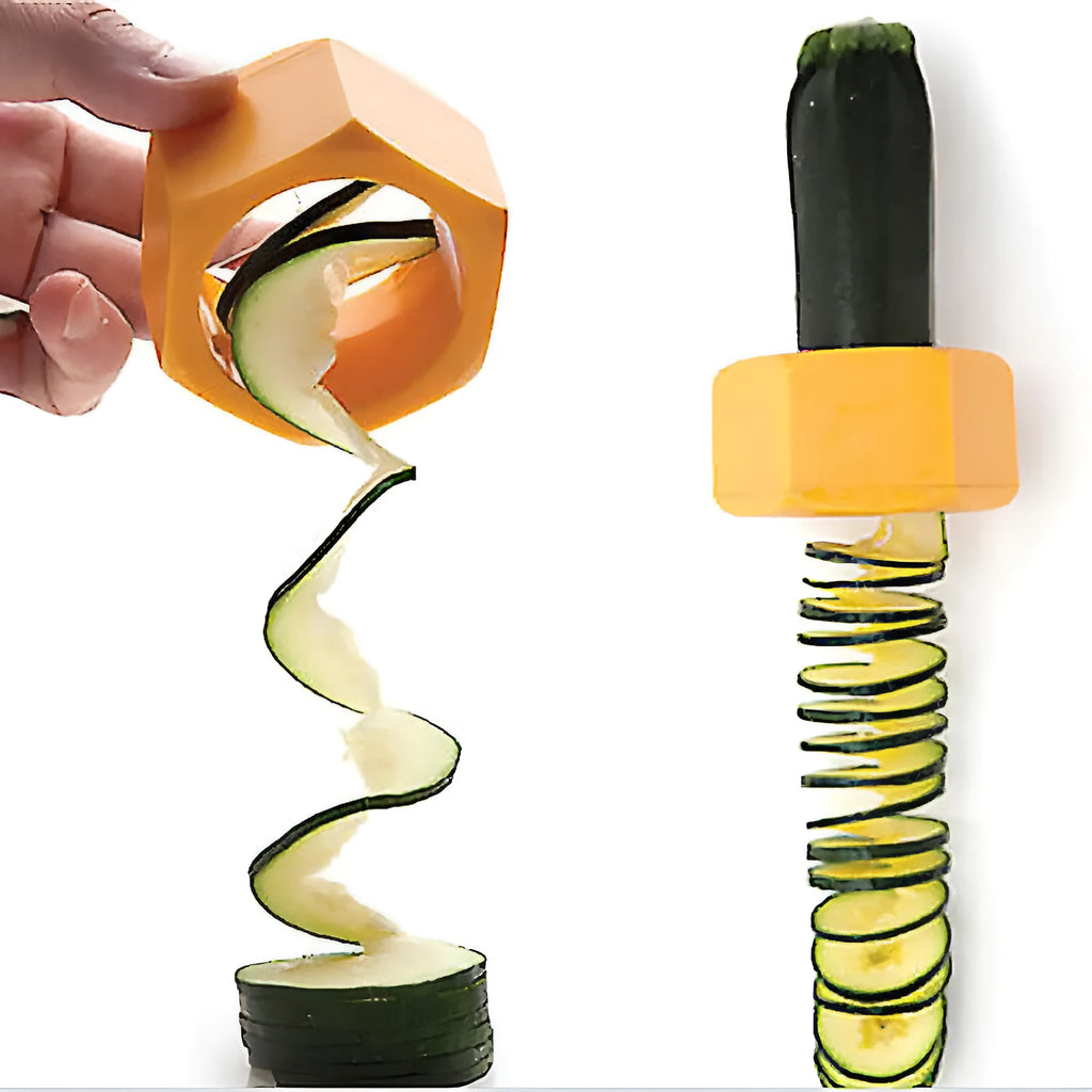 Yellow and green food-grade ABS plastic spiral vegetable cutter for slicing cucumbers