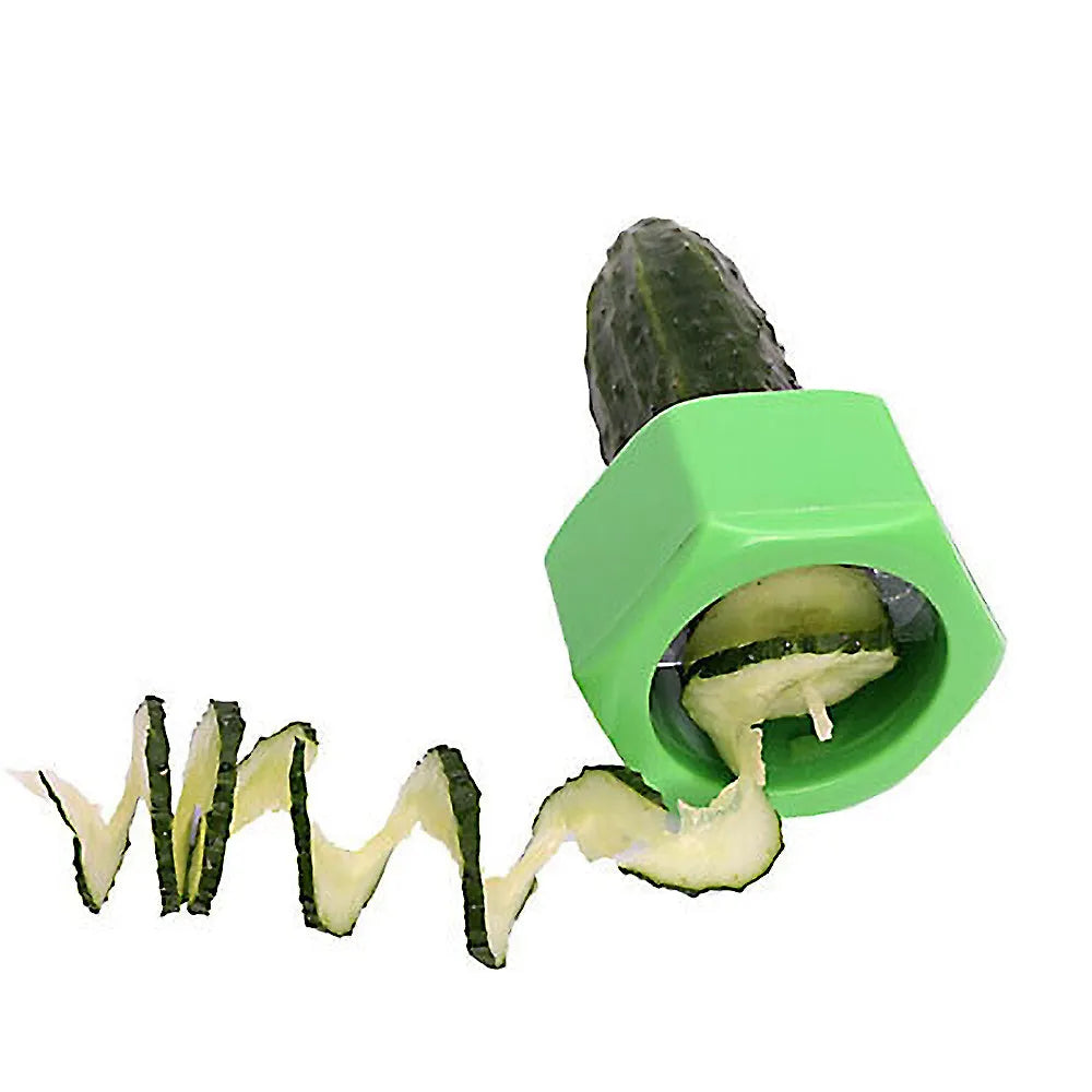 Yellow and green food-grade ABS plastic spiral vegetable cutter for slicing cucumbers