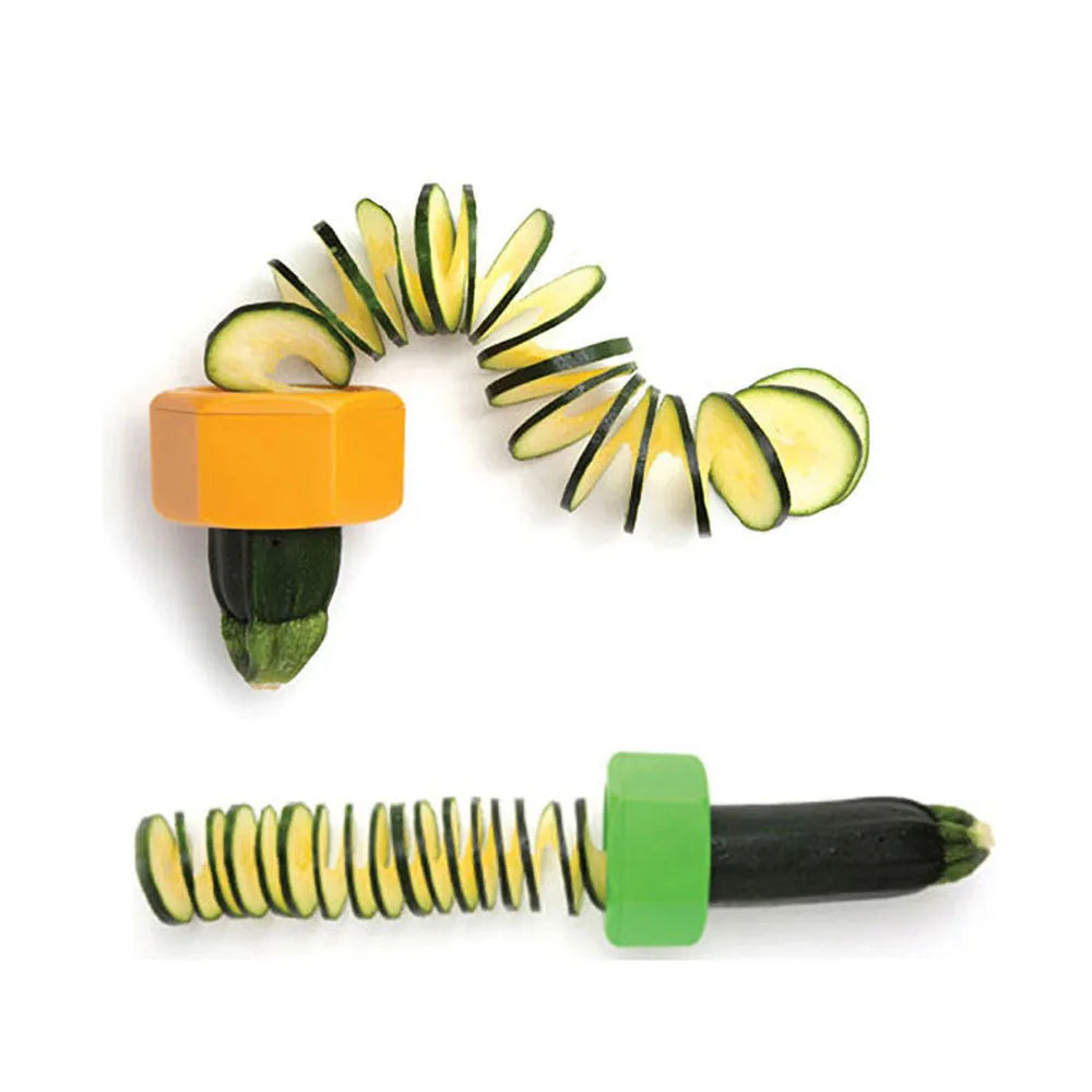 Yellow and green food-grade ABS plastic spiral vegetable cutter for slicing cucumbers