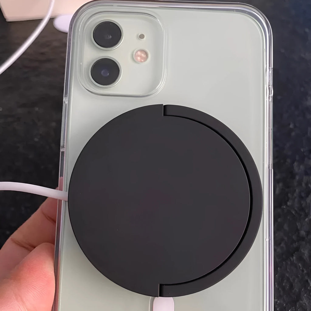 Black and white mobile phone wireless charging bracket with magnetic design and Type-C connector