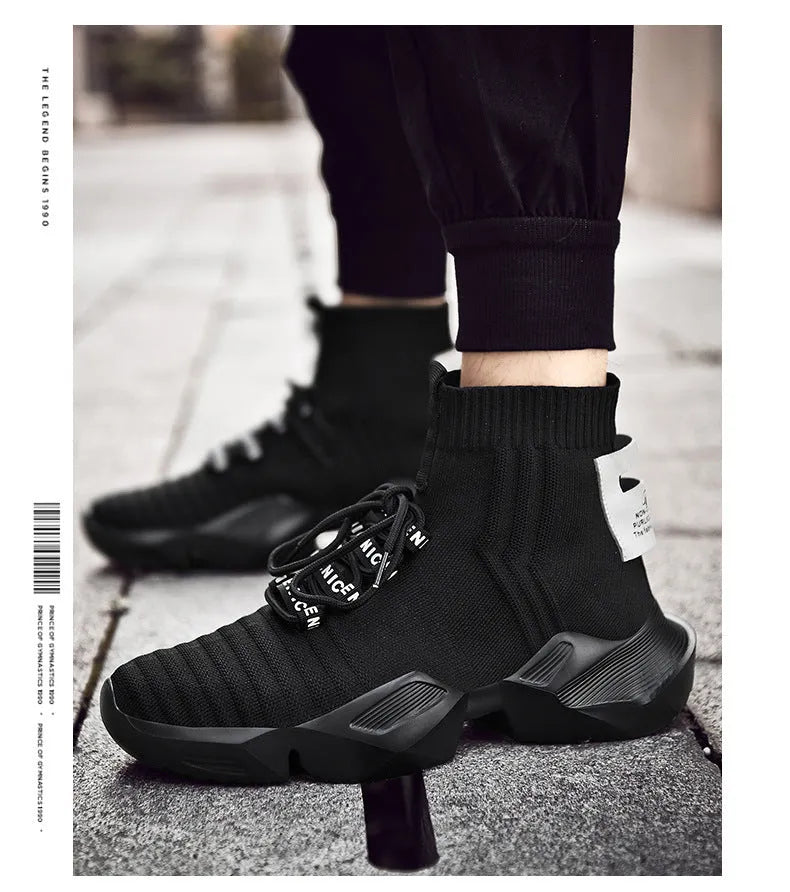 Men's black and white casual sports shoes with mesh lining available in sizes up to UK 47