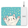 Wireless charging mouse pad with RGB lighting and cartoon design on cloth surface