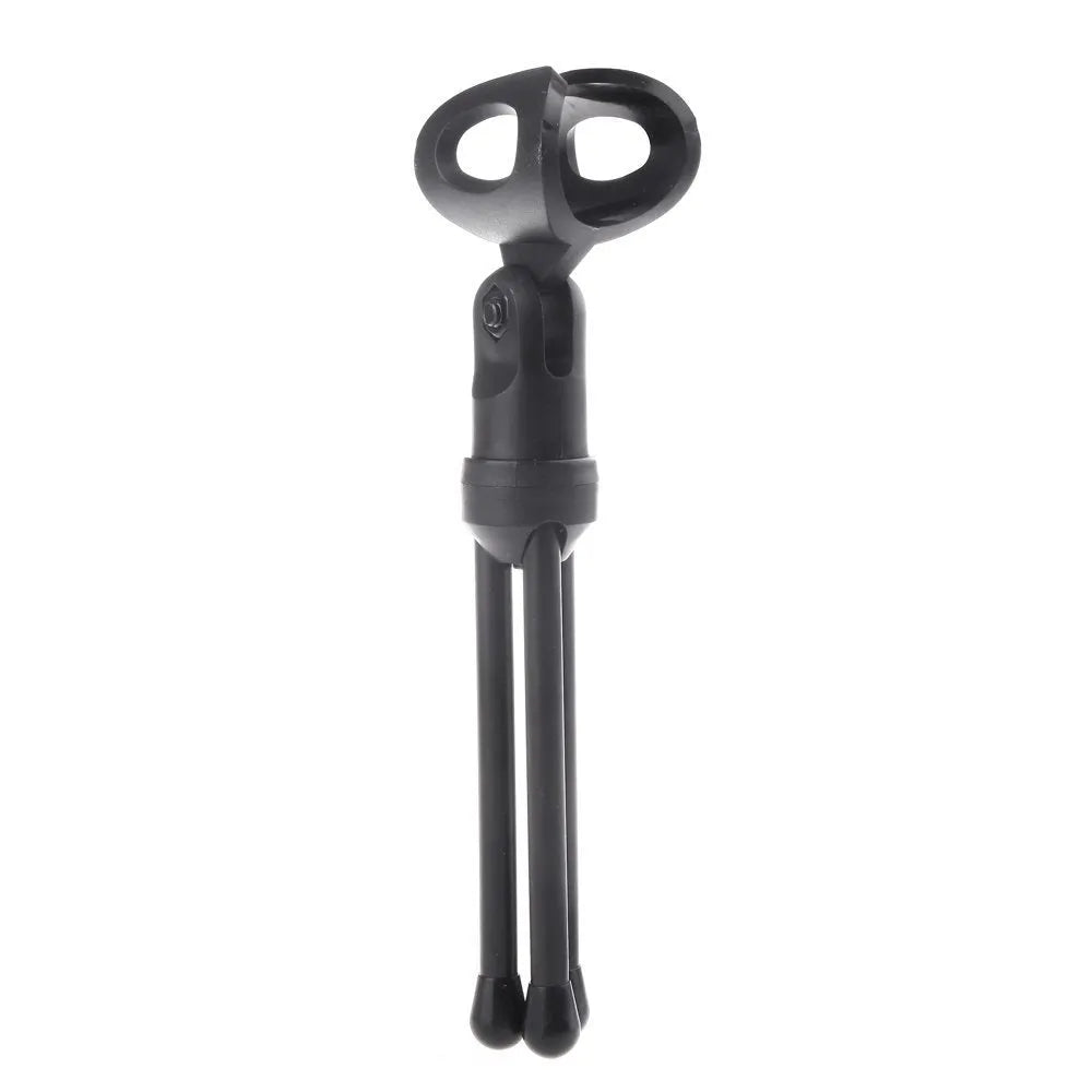 Black wired desktop microphone with clip holder showing 13.3cm height and 1.85m cable