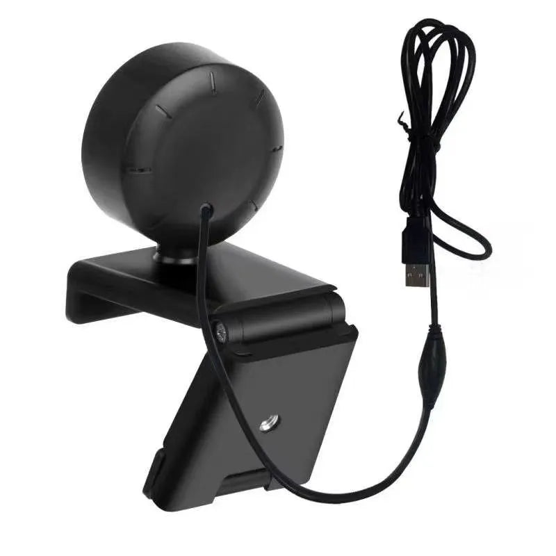 USB computer webcam with built-in LED ring light and microphone for streaming and video calls.