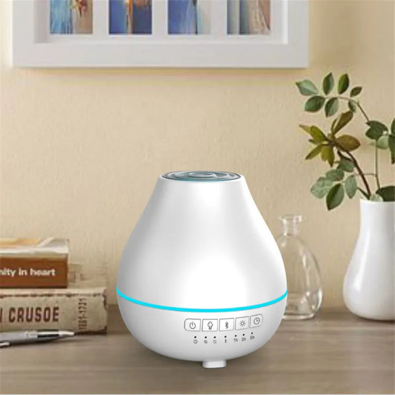Round white Bluetooth humidifier aroma diffuser with night light and water tank