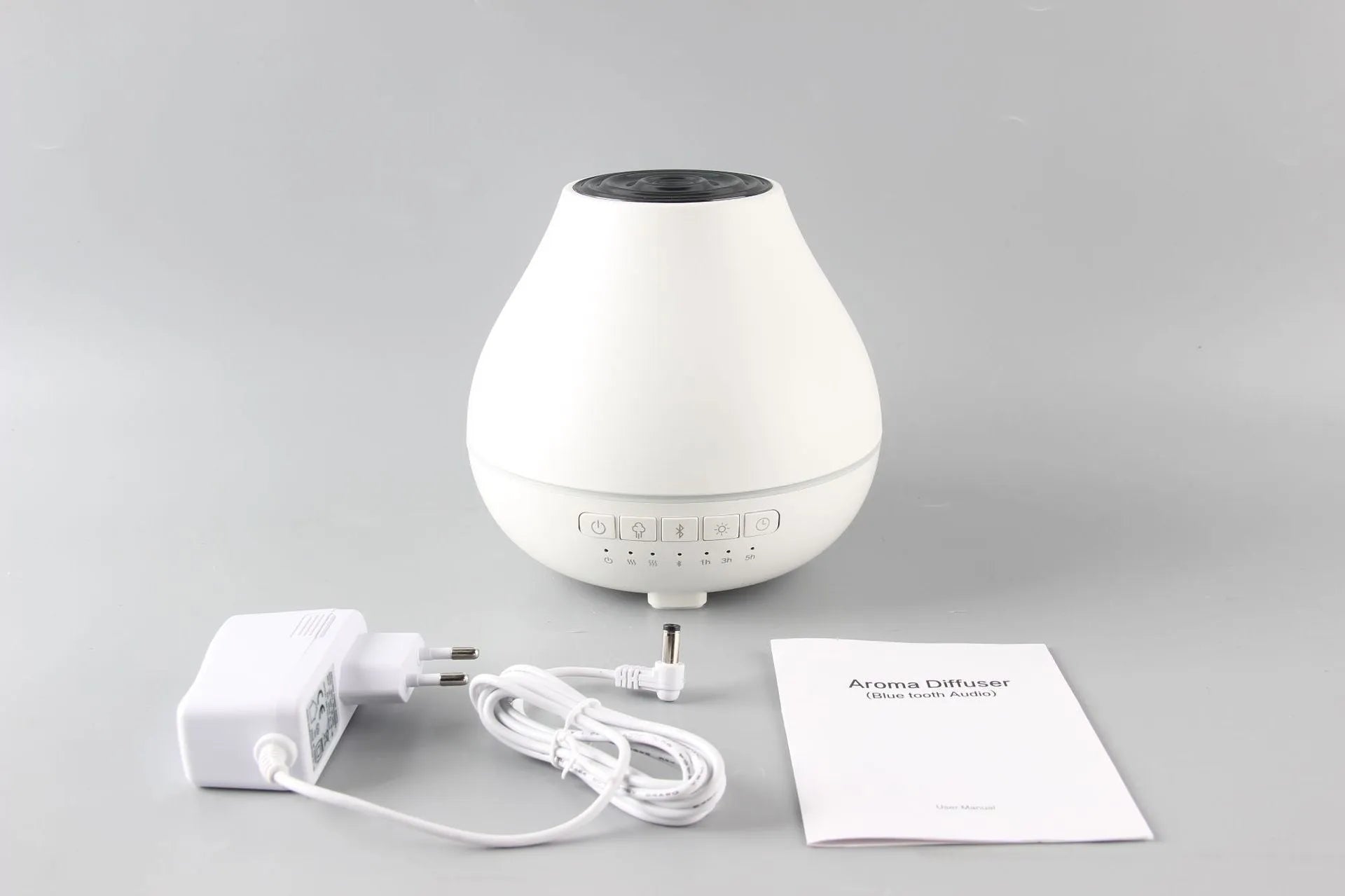 Round white Bluetooth humidifier aroma diffuser with night light and water tank
