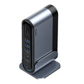 Deep space grey 16-in-1 Type-C docking station with external power supply on workstation desk