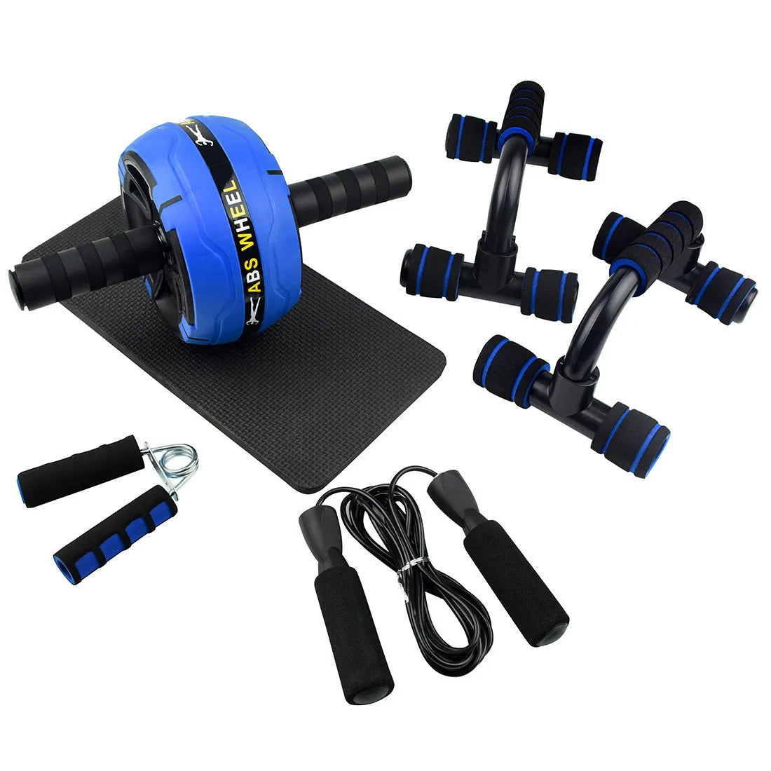 Resistance bands with abdominal fitness equipment and push-up bar in various colours