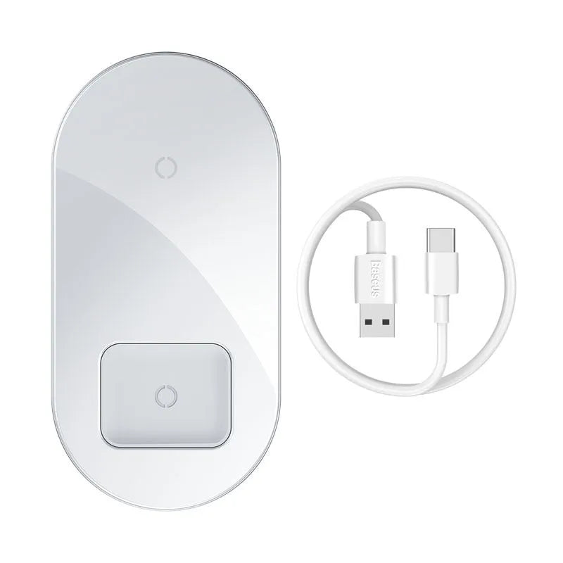 Baseus Minimalist 2-in-1 Wireless Charger Pro in Black, White, and Transparent colours