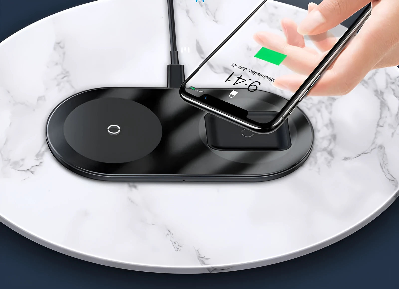 Baseus Minimalist 2-in-1 Wireless Charger Pro in Black, White, and Transparent colours