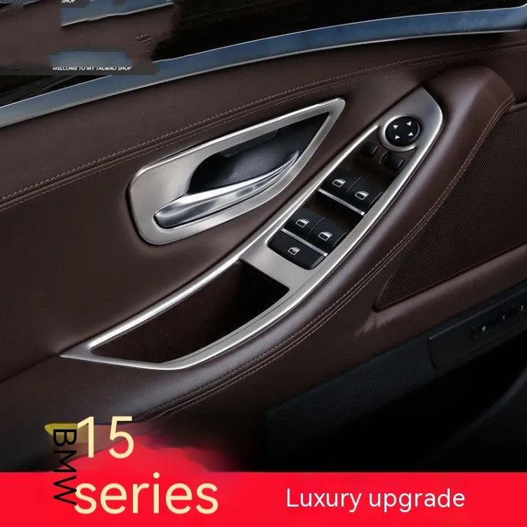 Set of four ABS and stainless steel interior handle decorative strips for BMW 5 Series F10 F18 models