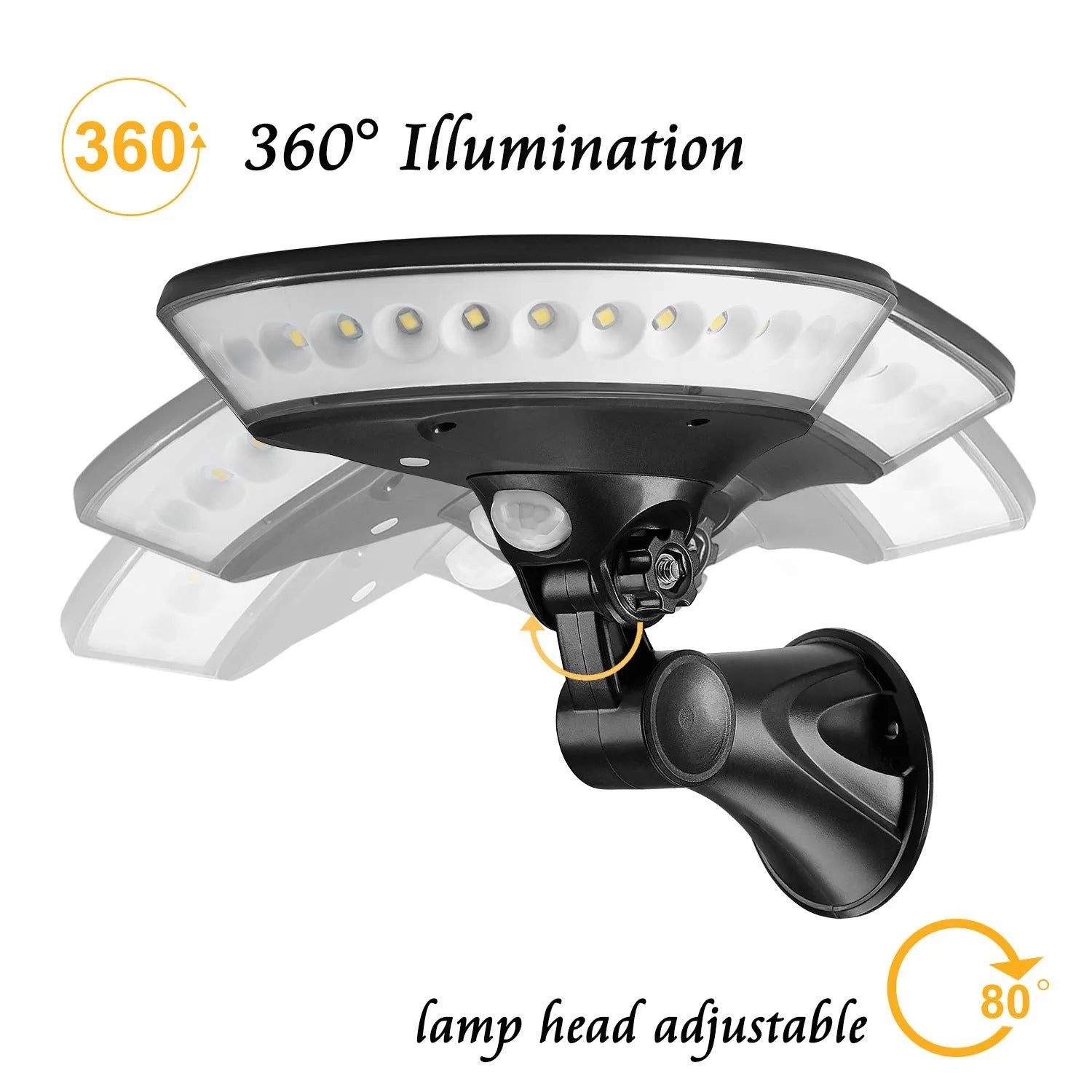 360 degree luminous solar light body with ABS casing and motion sensor