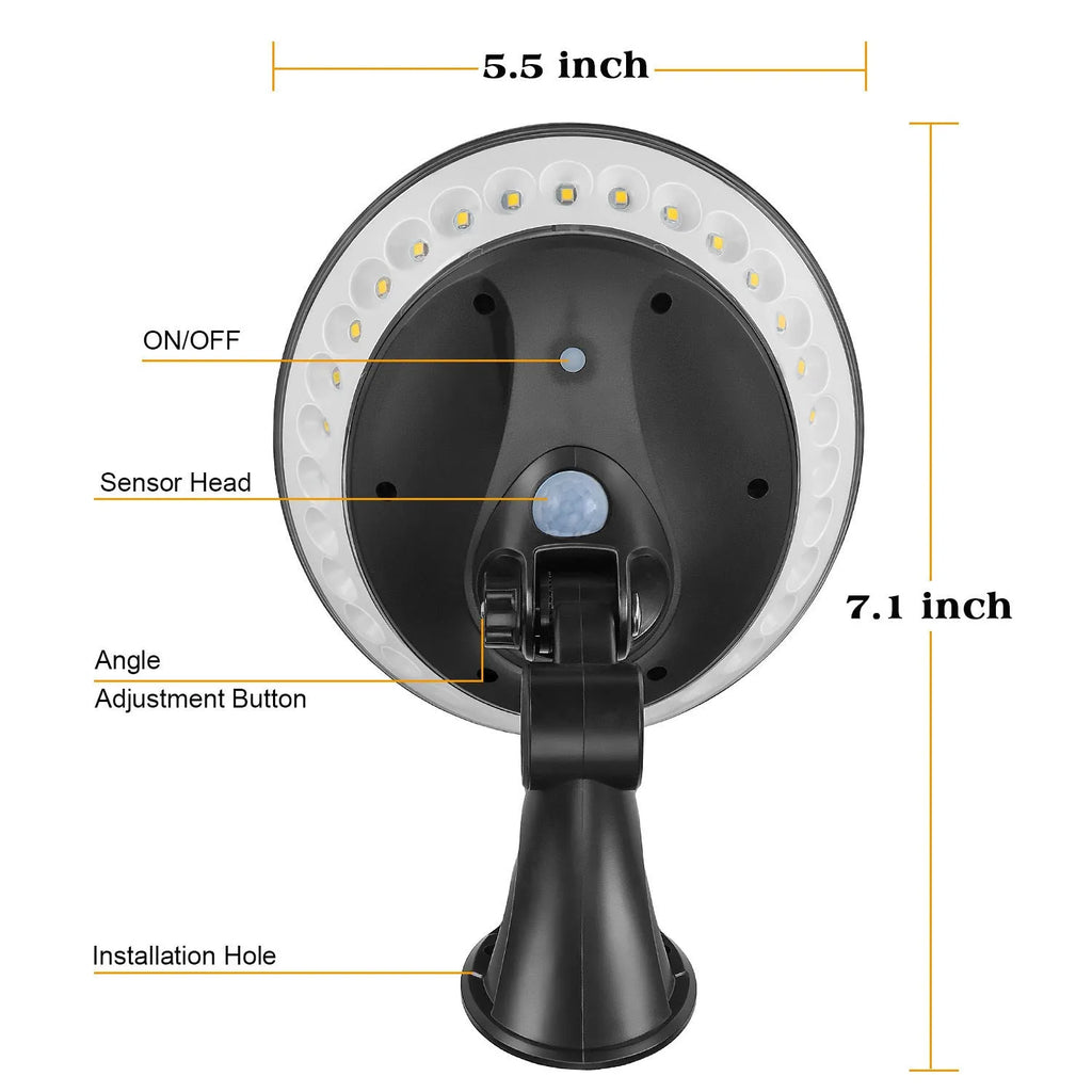 360 degree luminous solar light body with ABS casing and motion sensor