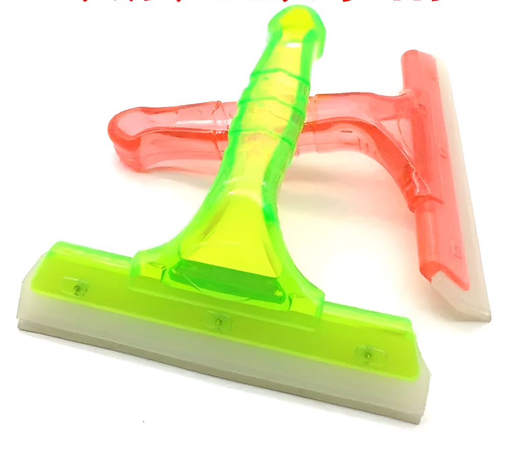 Double-layer silicone wiper car film tool with plastic handle and crystal scraper design in red or yellow