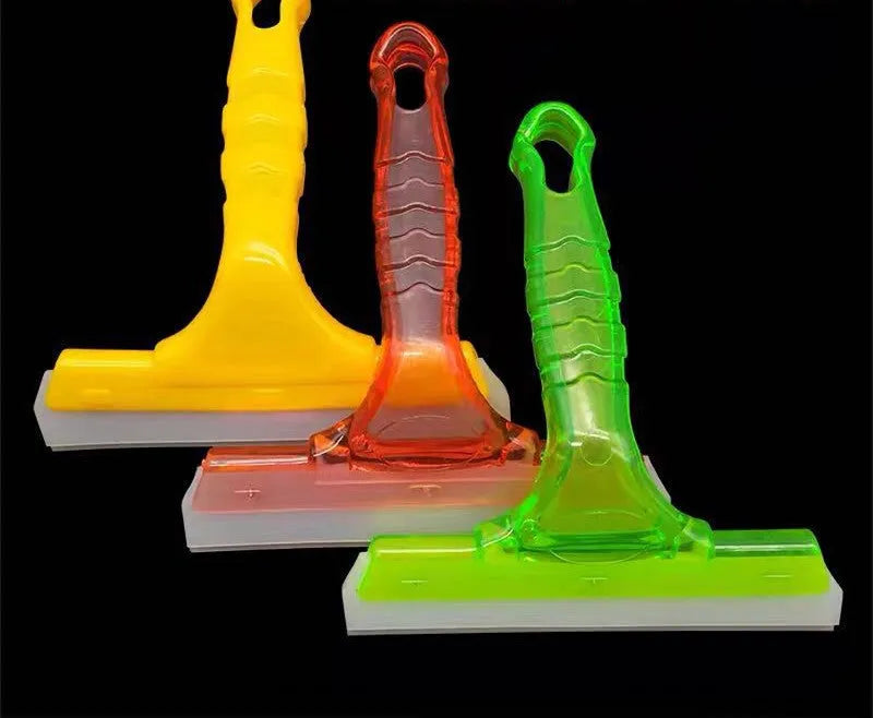 Double-layer silicone wiper car film tool with plastic handle and crystal scraper design in red or yellow
