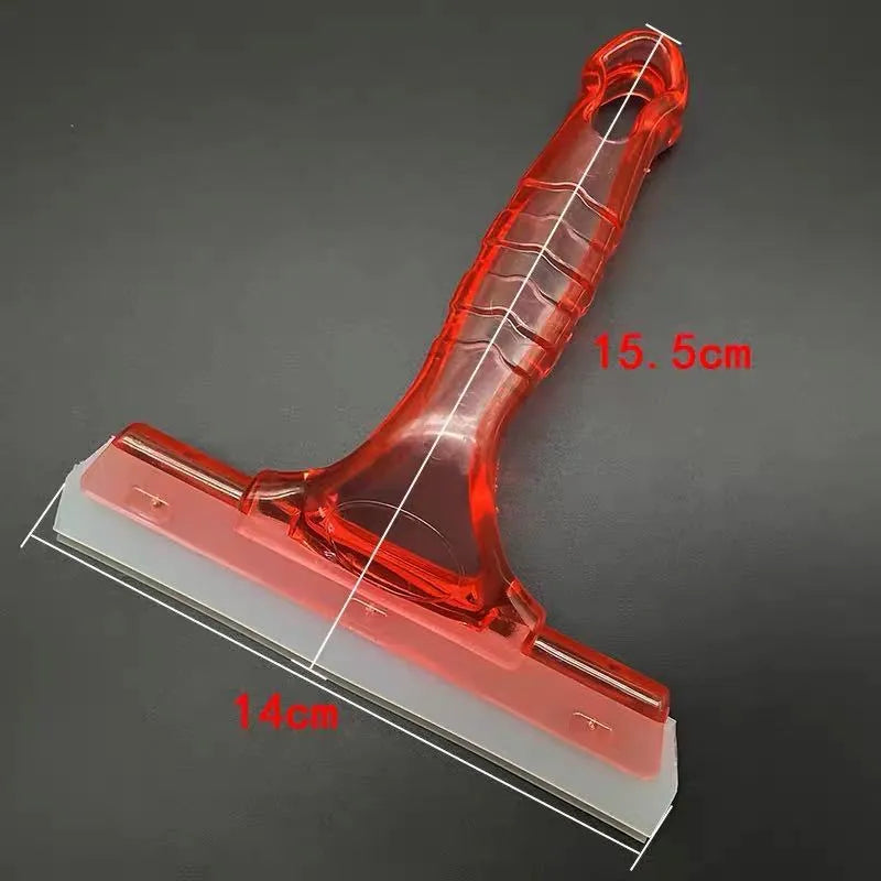 Double-layer silicone wiper car film tool with plastic handle and crystal scraper design in red or yellow