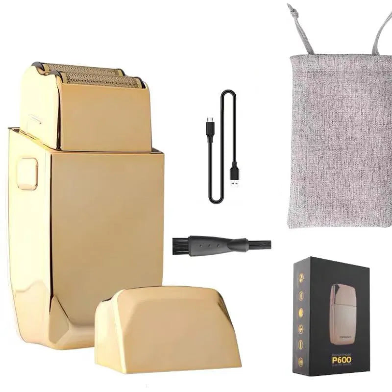 Gold coloured cordless hair clipper with dual charging system and 25W motor power