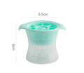 Silicone ice tray showing hockey puck, sphere, round and pentagon ice mould shapes in various colours