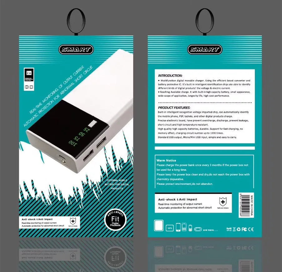 Black rice design 20000mAh power bank portable charger with aluminium shell battery