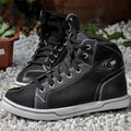 Men's black motorcycle riding shoes with short boot design and non-slip soles